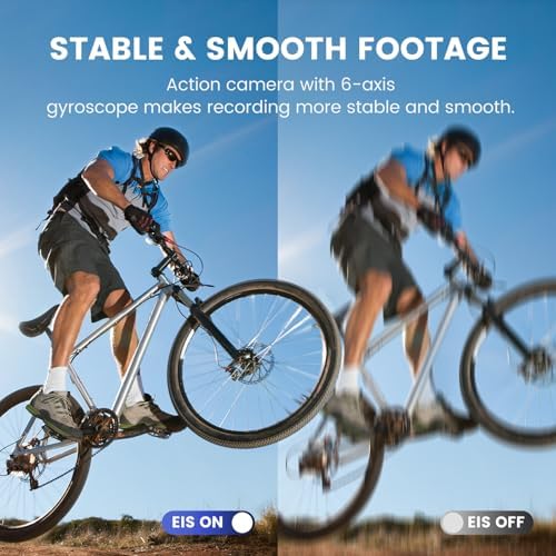 Action Camera 4K 60FPS 48MP, EIS Sports Camera with 128GB Card,131FT Underwater Waterproof Camera with Case, 2inch Touch Screen, 8X Zoom, Remote Control, Batteries & Mounting Kits - Image 3