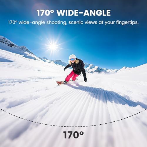 Action Camera 4K 60FPS 48MP, EIS Sports Camera with 128GB Card,131FT Underwater Waterproof Camera with Case, 2inch Touch Screen, 8X Zoom, Remote Control, Batteries & Mounting Kits - Image 5