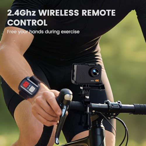 Action Camera 4K 60FPS 48MP, EIS Sports Camera with 128GB Card,131FT Underwater Waterproof Camera with Case, 2inch Touch Screen, 8X Zoom, Remote Control, Batteries & Mounting Kits - Image 6