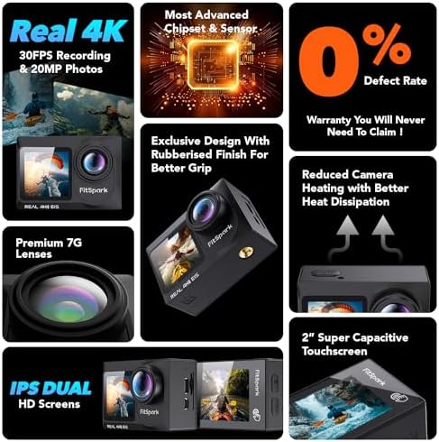 Eagle i15 ProMax Real 4k30FPS 20MP WiFi Action Camera Touch Screen EIS Stabilization Dual Screens Underwater Waterproof Sports Camera, 2 Batteries, Dock, External Microphone, Accessories Kit - Image 2