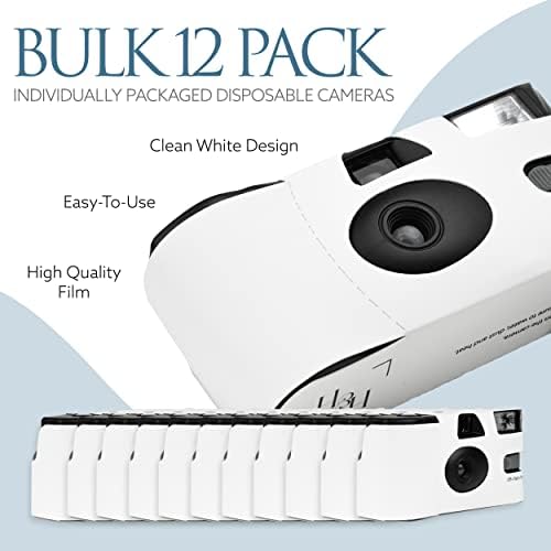 White Disposable Cameras for Wedding (12 Pack) – Deluxe Disposable Camera Bulk Set Perfect for Weddings! – Includes Carrying Tote & Development Discount – USA-Made Film, 27 Photos - Image 2
