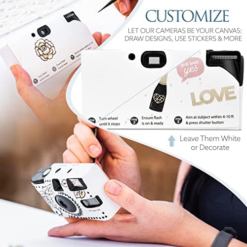 White Disposable Cameras for Wedding (12 Pack) – Deluxe Disposable Camera Bulk Set Perfect for Weddings! – Includes Carrying Tote & Development Discount – USA-Made Film, 27 Photos - Image 5