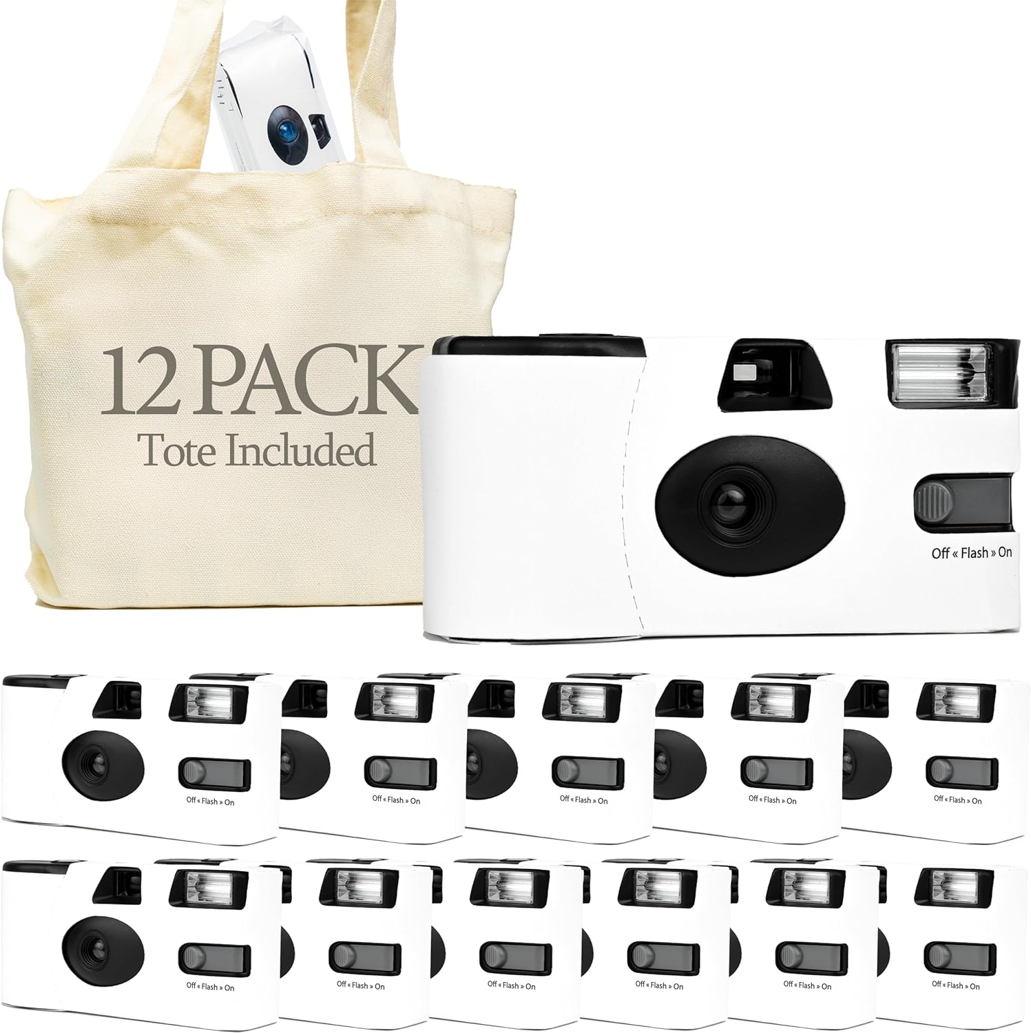 White Disposable Cameras for Wedding (12 Pack) – Deluxe Disposable Camera Bulk Set Perfect for Weddings! – Includes Carrying Tote & Development Discount – USA-Made Film, 27 Photos - Image 9