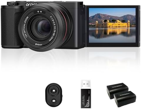 ORDRO G730 5K Mirrorless Camera 12x Optical Zoom, 3.2" Vari-Angle Touchscreen, Auto/Manual Focus for Vlogging and Photography
