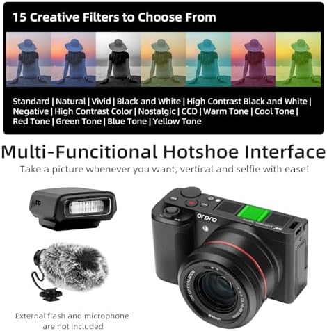 ORDRO G730 5K Mirrorless Camera 12x Optical Zoom, 3.2" Vari-Angle Touchscreen, Auto/Manual Focus for Vlogging and Photography - Image 7