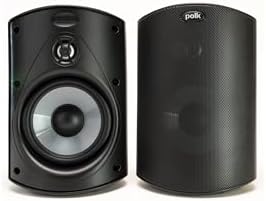 Polk Audio Atrium 4 Weatherproof Outdoor Speakers with Powerful Bass (Pair, Black), All-Weather Durability, Broad Sound Coverage, Speed-Lock Mounting System