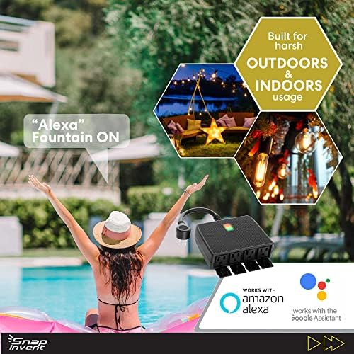 Smart Heavy Duty Outdoor Power Strip WiFi Plug Water-Resistant Socket, Electrical Power Extension Cord, Outlet Switch and Timer Works Remotely with Alexa, G Assistant (4 Sockets) Black - Image 5